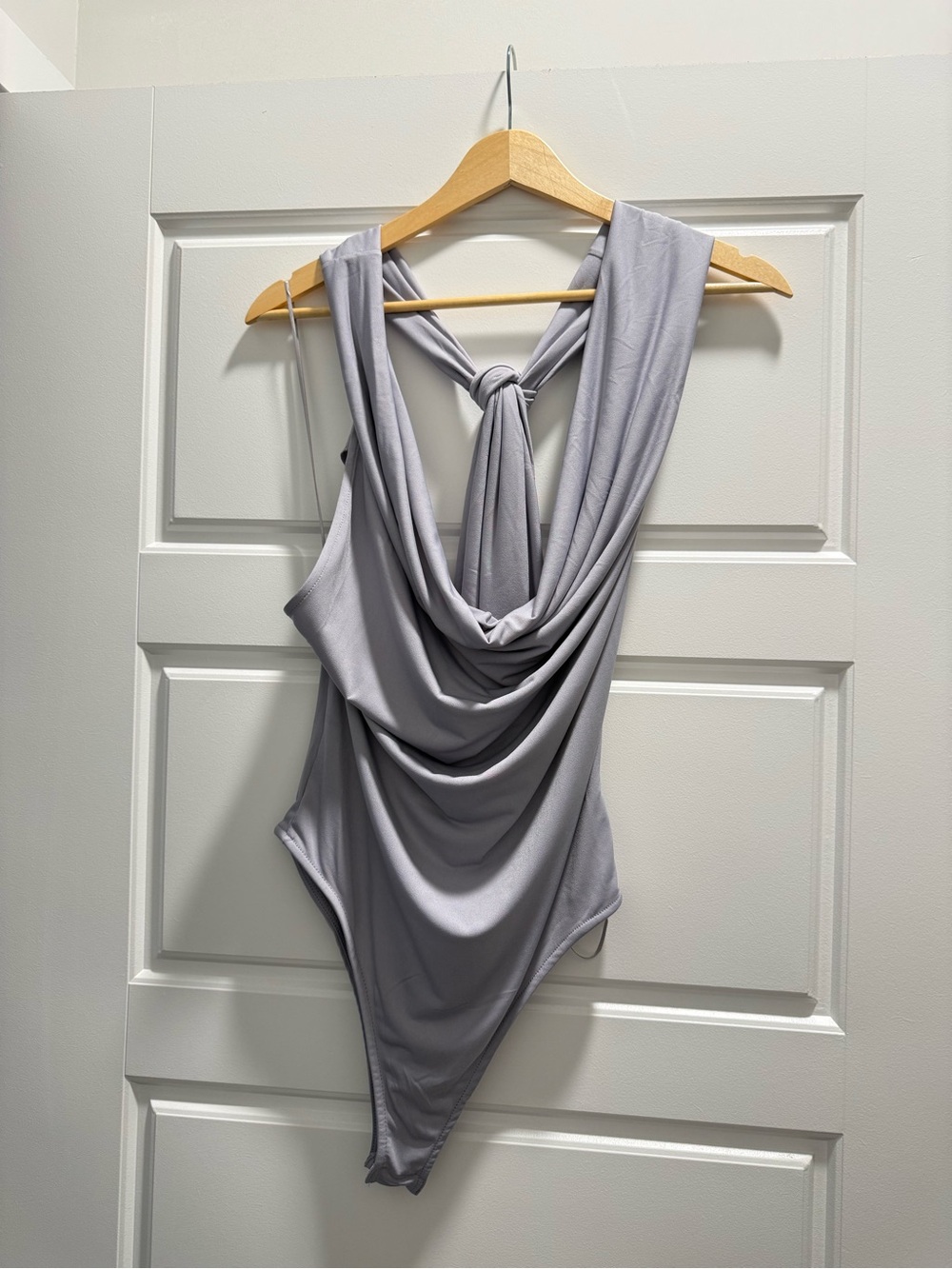 Zara Light Gray Draped Bodysuit